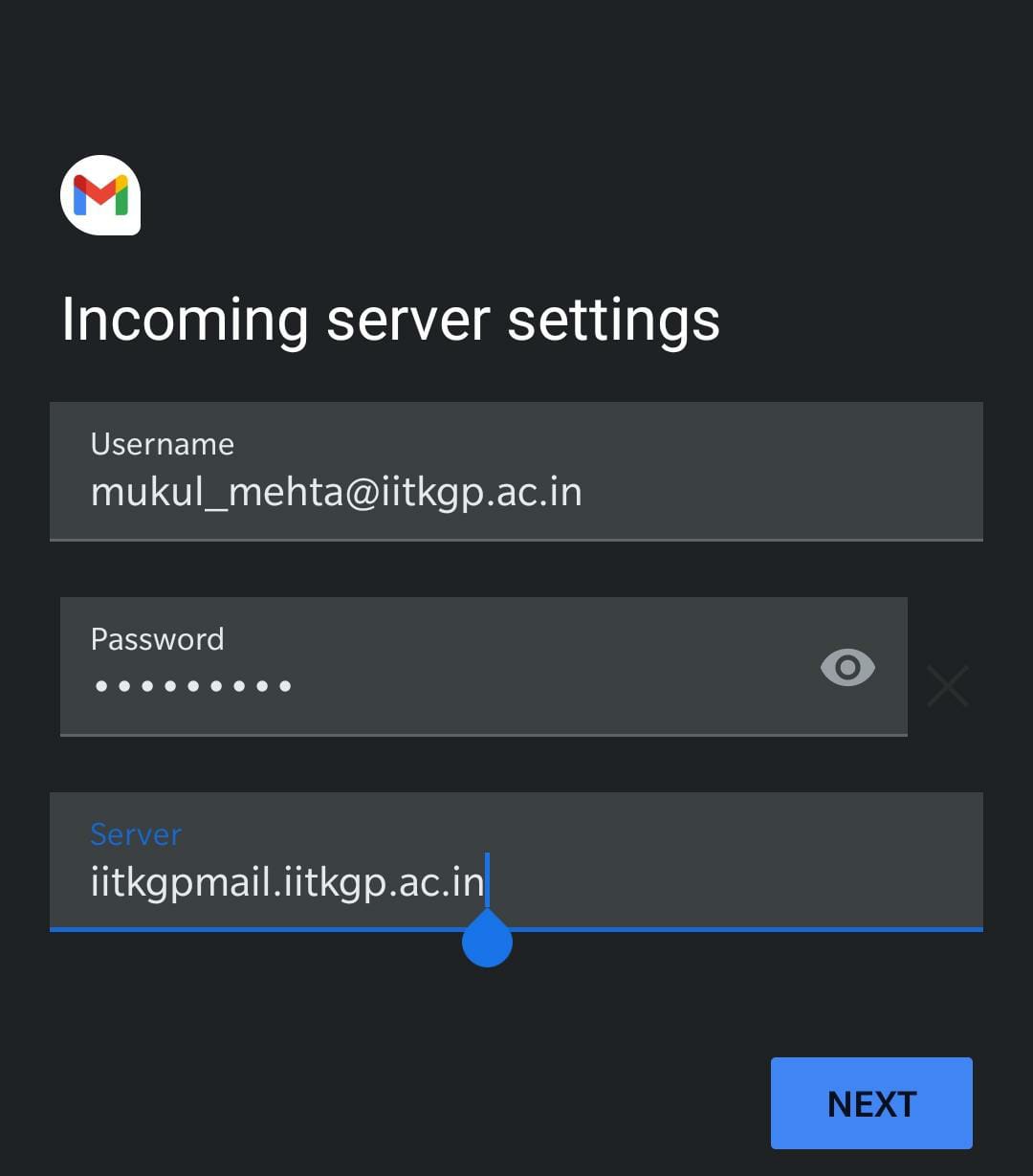 Add password and mail server